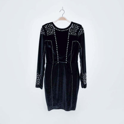 h&m gold label black velour pearl dress - size 4