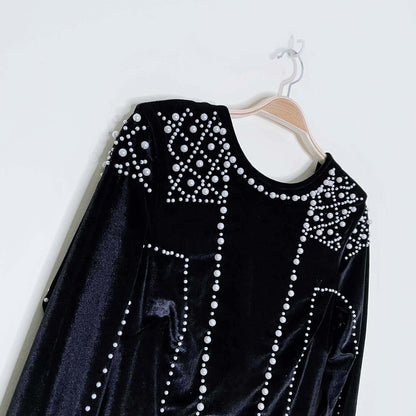 h&m gold label black velour pearl dress - size 4
