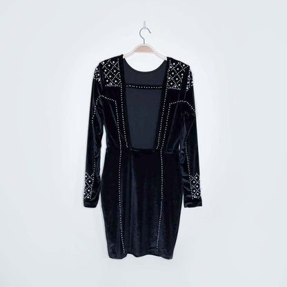 h&m gold label black velour pearl dress - size 4