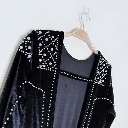 h&m gold label black velour pearl dress - size 4