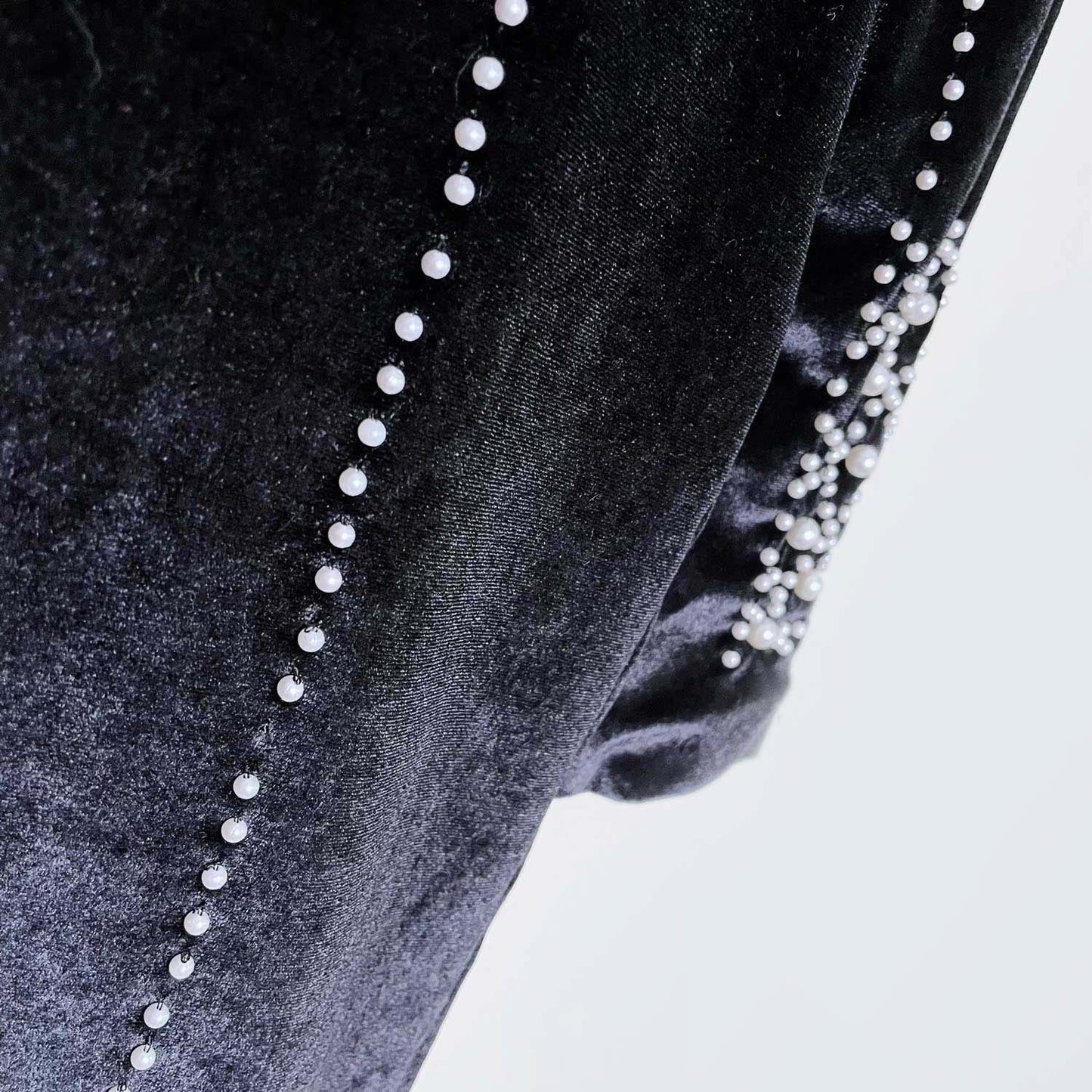 h&m gold label black velour pearl dress - size 4