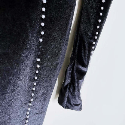 h&m gold label black velour pearl dress - size 4