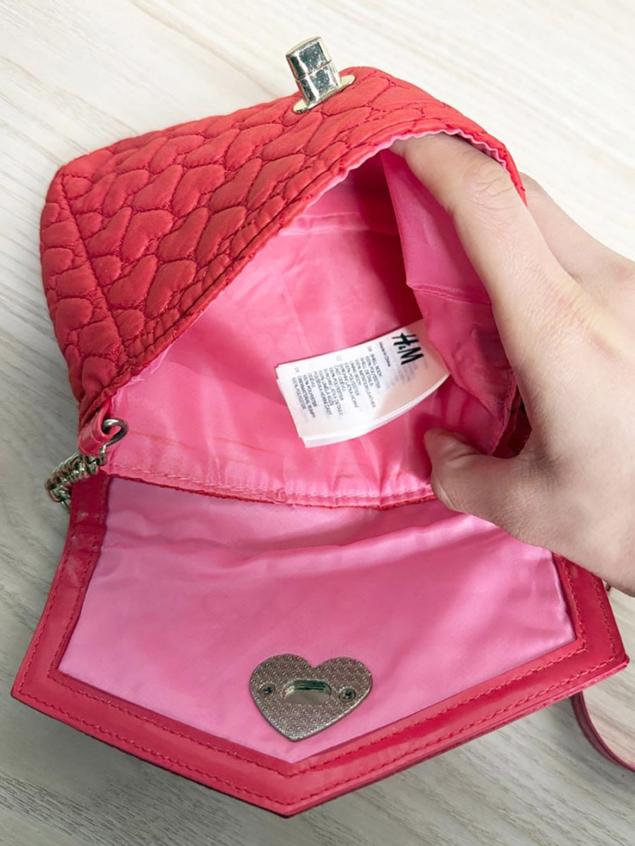 h&m quilted hearts mini shoulder bag - good market thrift store