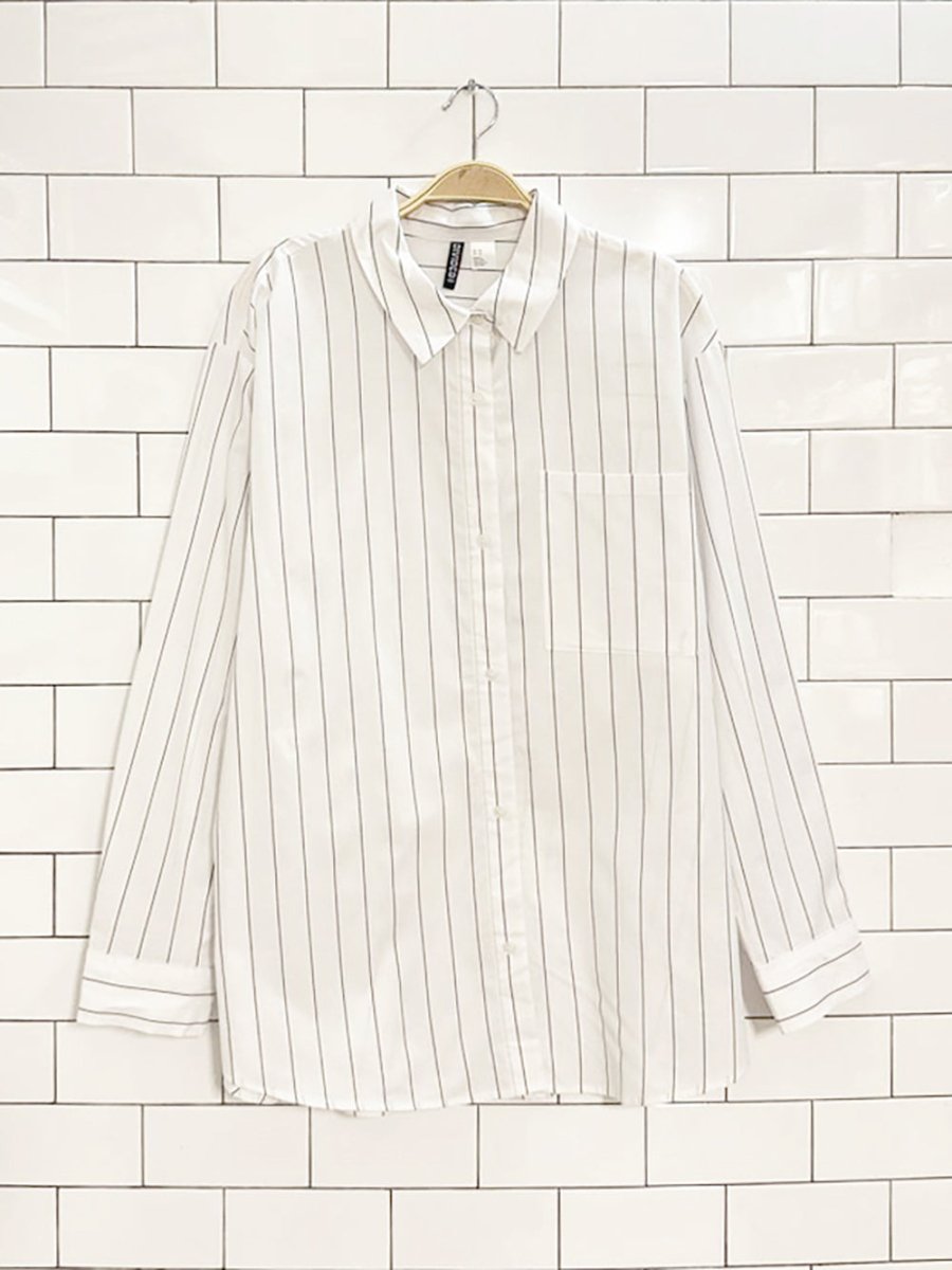 h&m striped full button menswear shirt - good market thrift store