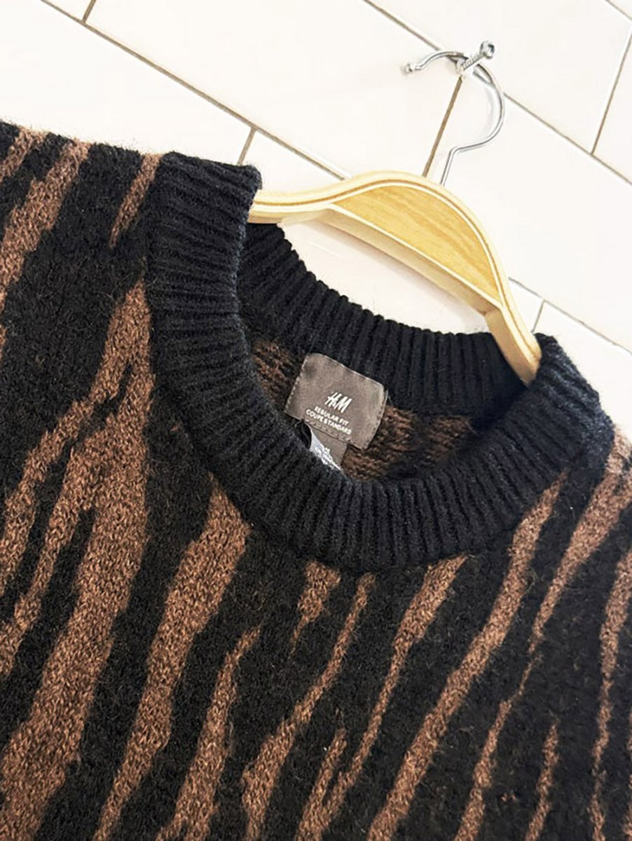 h&m wool - blend animal print knit sweater - good market thrift store