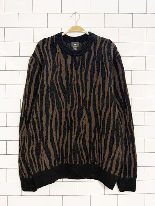 h&m wool - blend animal print knit sweater - good market thrift store