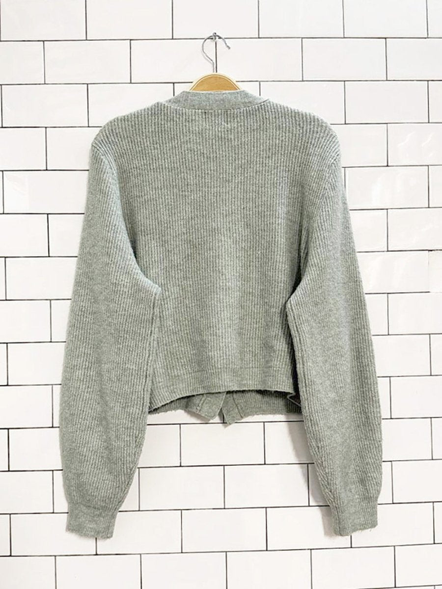 h&m wool - blend bedazzled bow button knit cardigan - good market thrift store