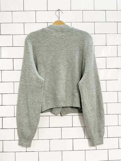 h&m wool - blend bedazzled bow button knit cardigan - good market thrift store