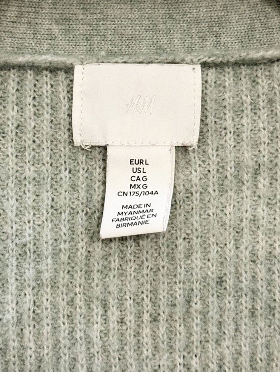 h&m wool - blend bedazzled bow button knit cardigan - good market thrift store