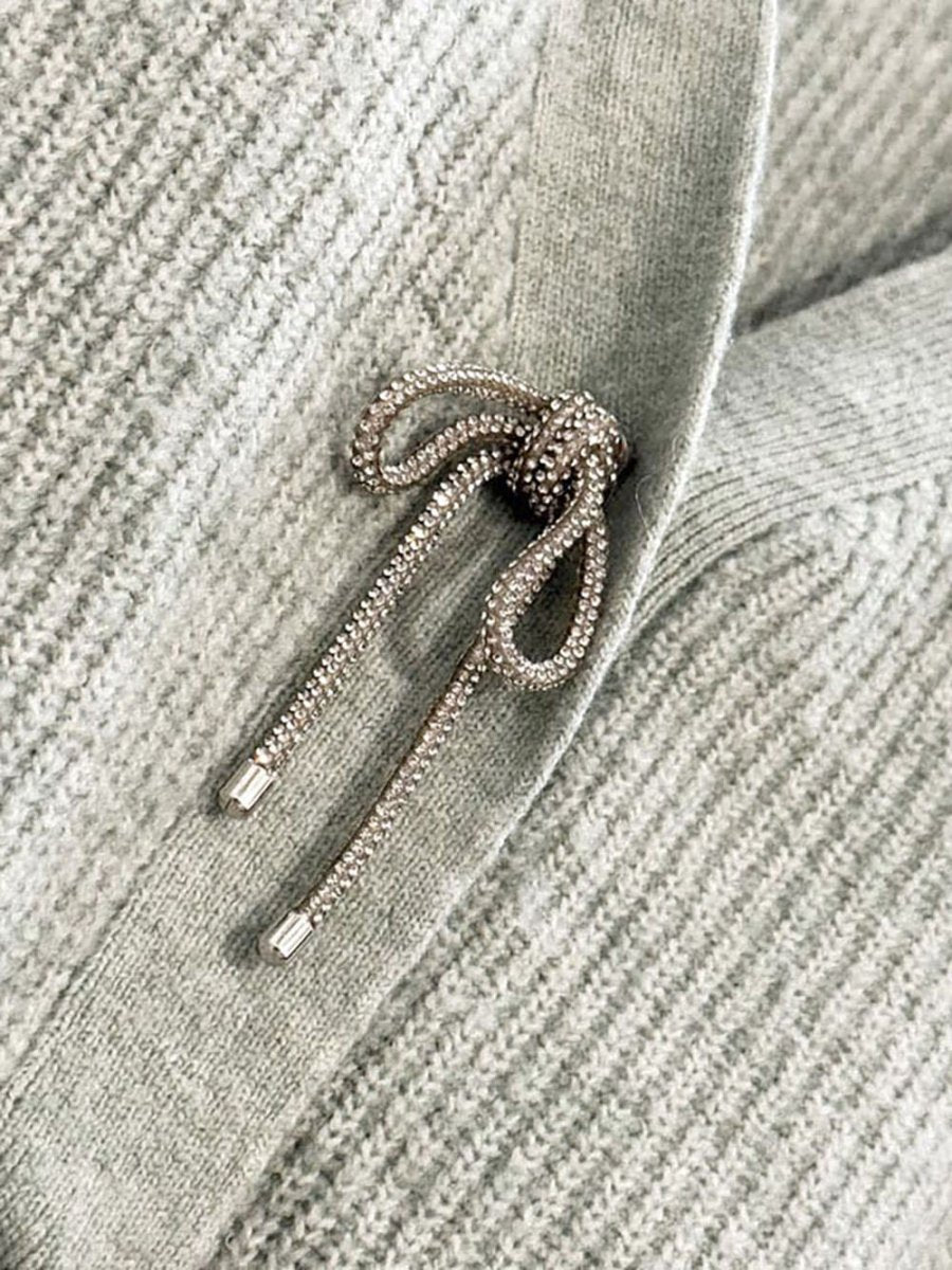 h&m wool - blend bedazzled bow button knit cardigan - good market thrift store