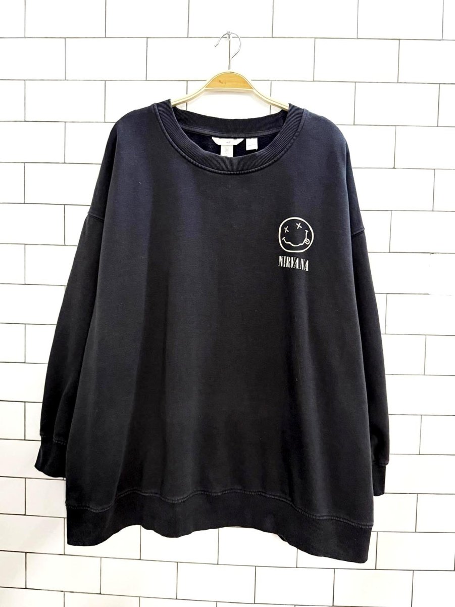 h&m x nirvana cozy crewneck sweatshirt - good market thrift store