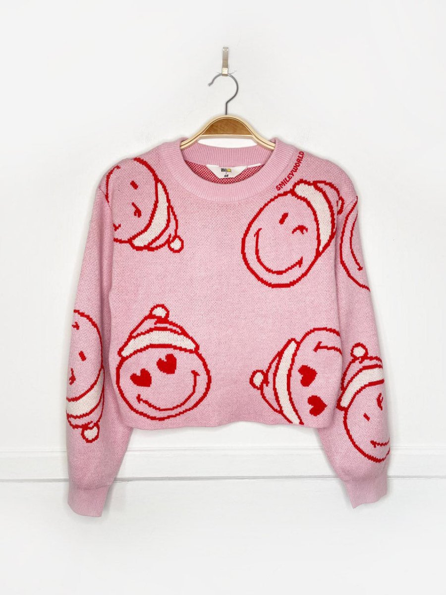 h&m x smiley holiday knit sweater - good market thrift store