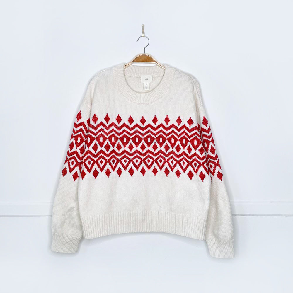 h&m fair isle holiday knit sweater
