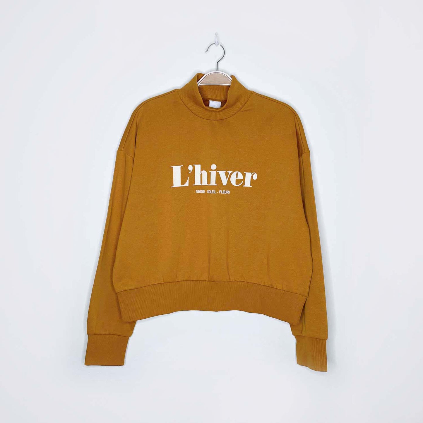 h&m l'hiver flocked mock neck sweatshirt - size medium