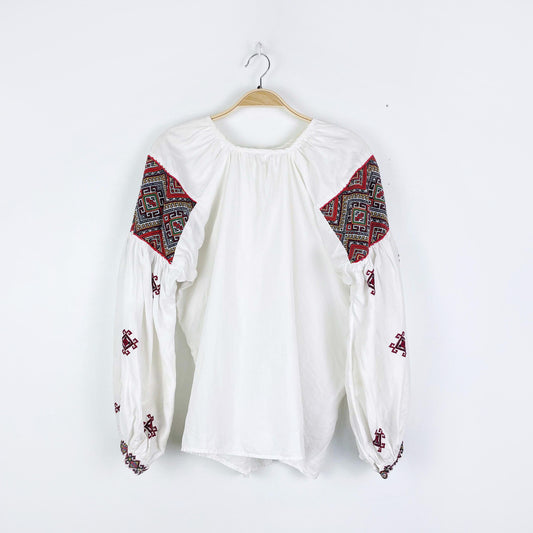 vintage 60s boho embroidered folk peasant blouse