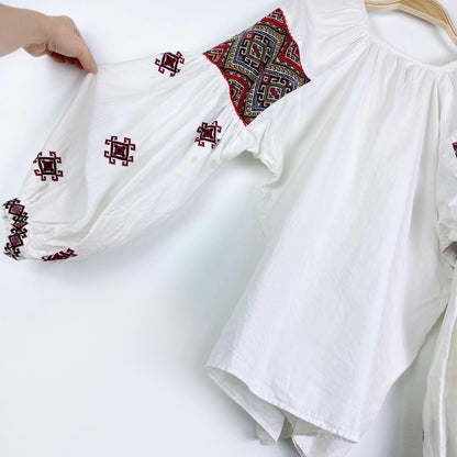 vintage 60s boho embroidered folk peasant blouse