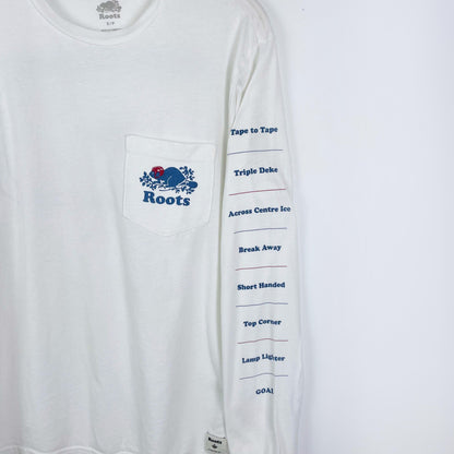 roots 2020 hockey long sleeve pocket tee - size small