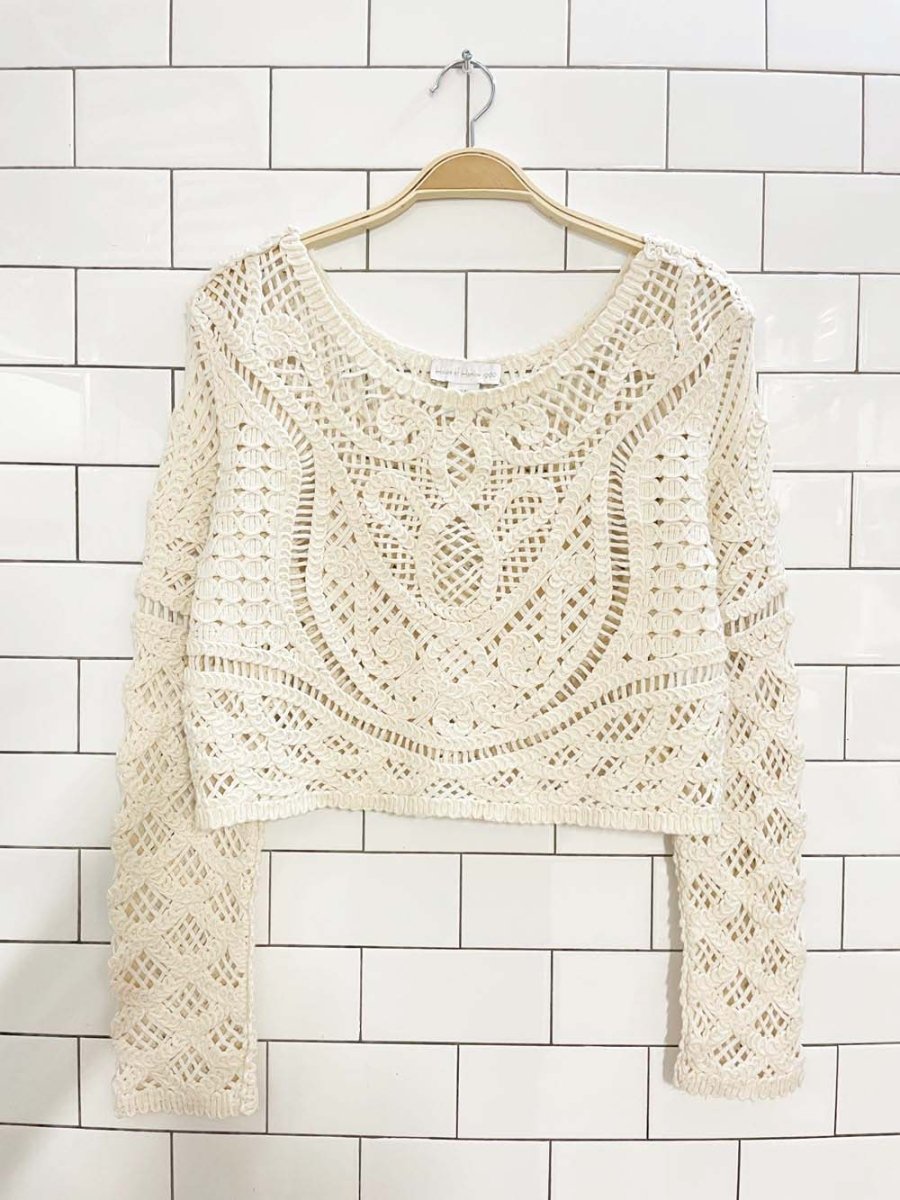 house of harlow 1960 crochet knit long sleeve top - good market thrift store