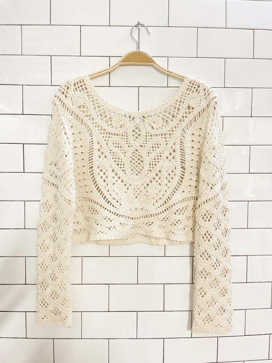 house of harlow 1960 crochet knit long sleeve top - good market thrift store