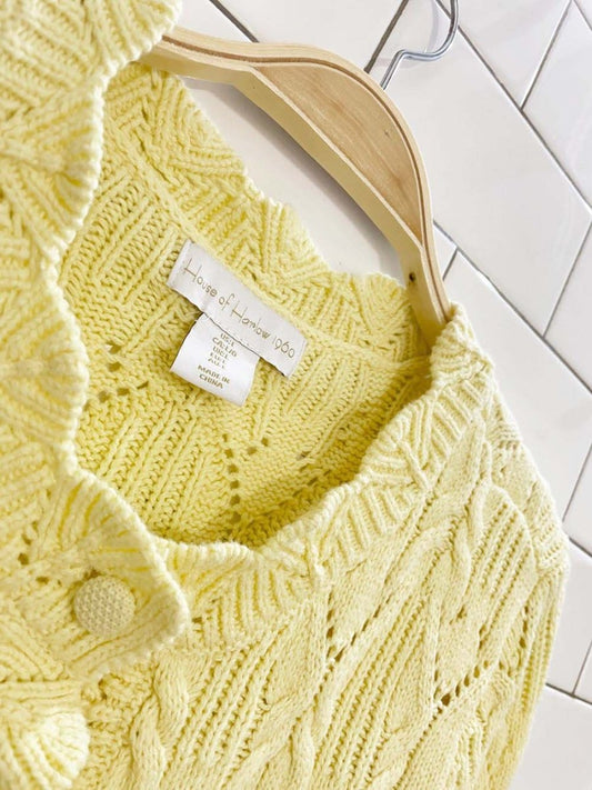 house of harlow 1960 pointelle knit butter yellow cardigan - good market thrift store