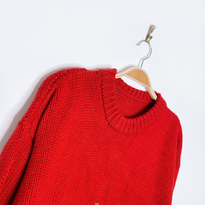 vintage hand knit ski village realxed crew