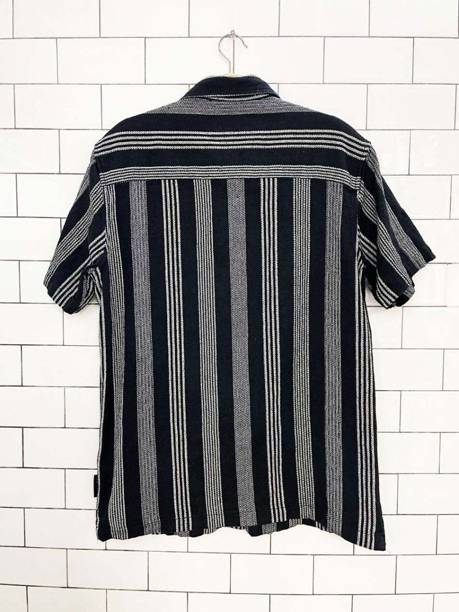 hudson & barrow woven striped full button shirt | made in india - good market thrift store