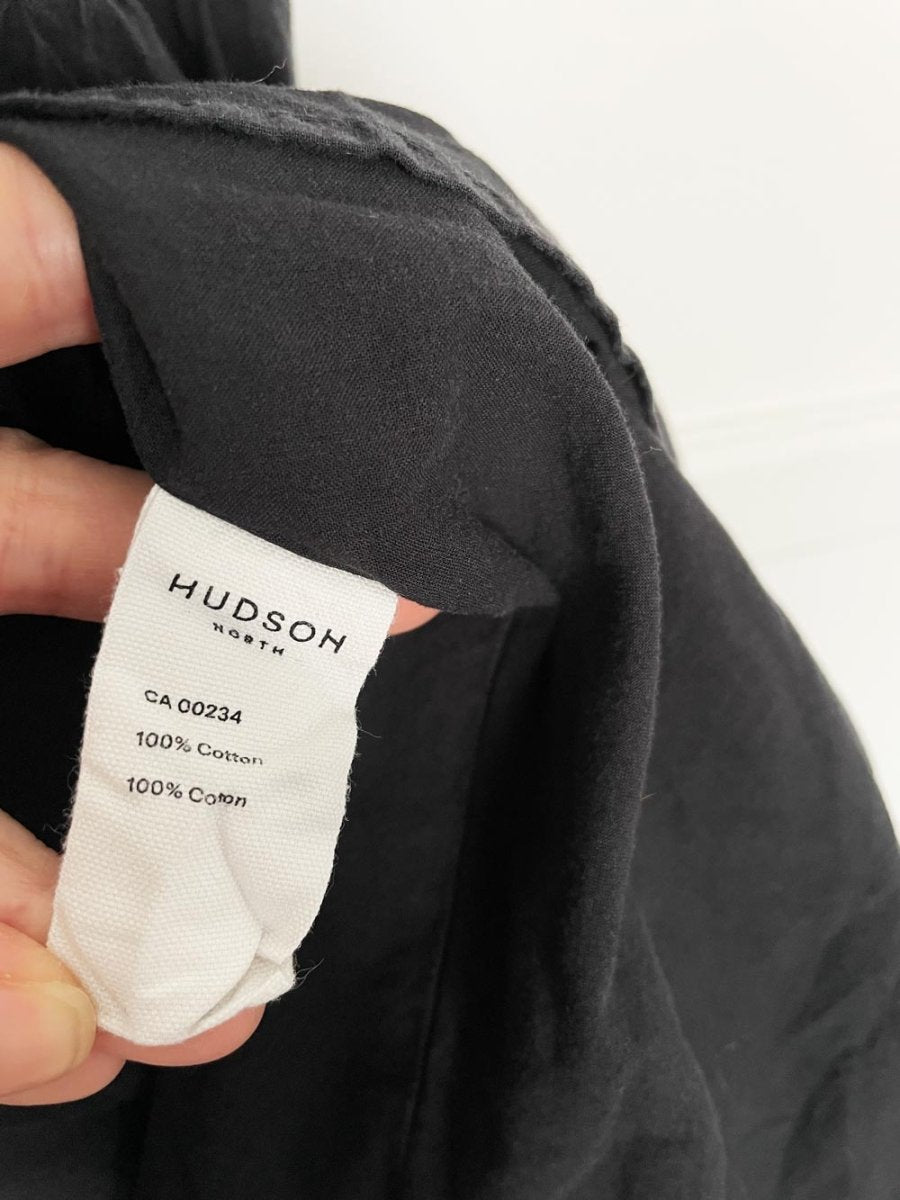 hudson north boat neck audrey hepburn shirred fit and flare midi dress - good market thrift store
