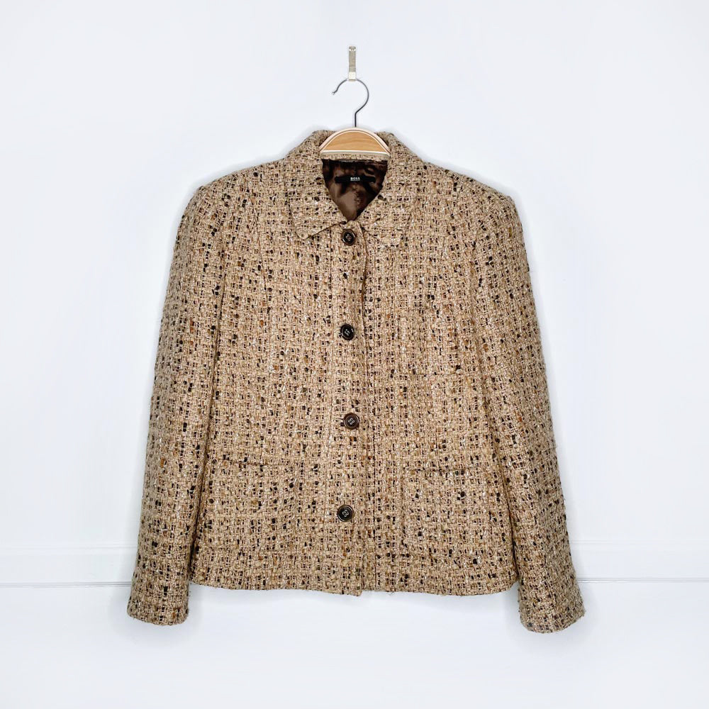 hugo boss wool-blend tweed skirt suit