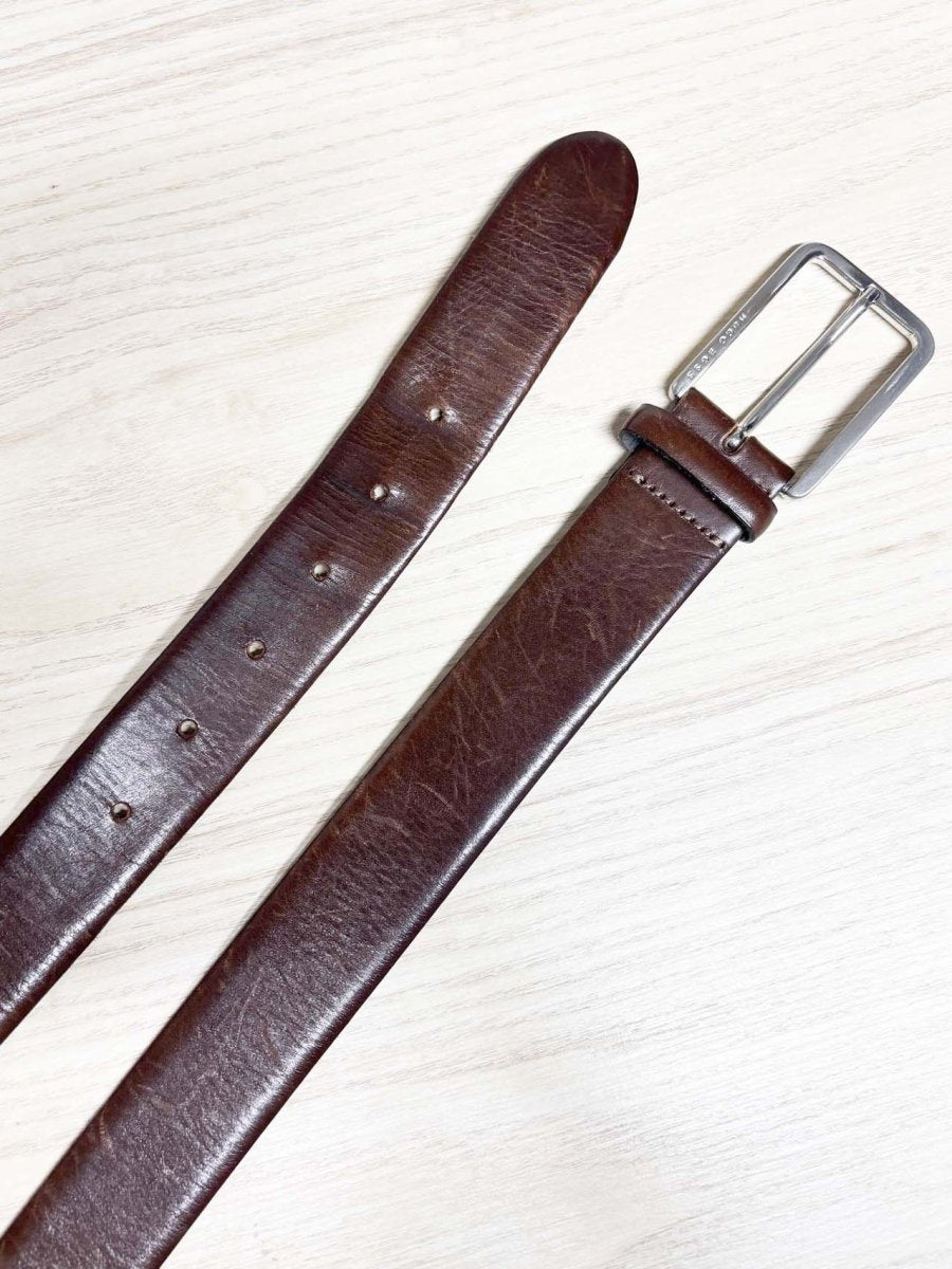 hugo boss brown leather belt - good market thrift store