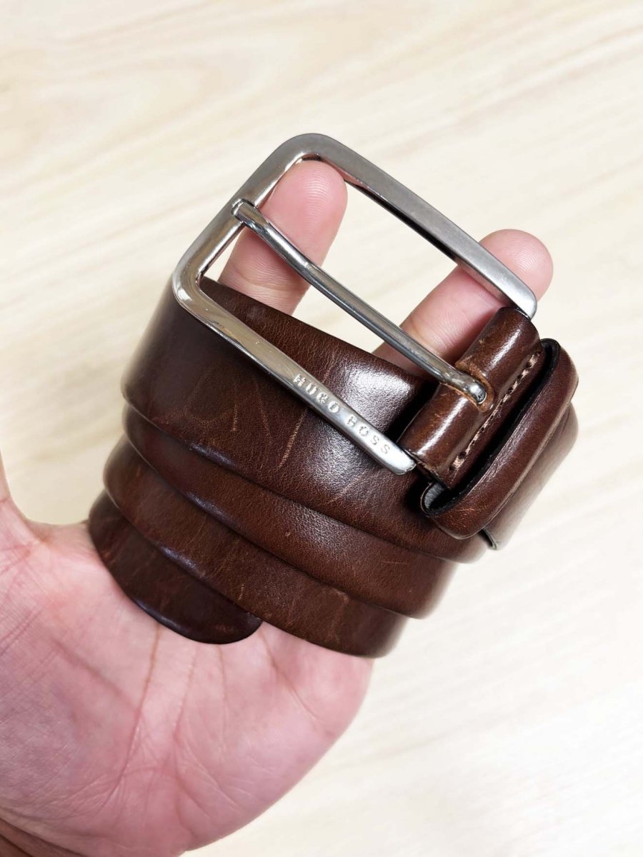 hugo boss brown leather belt - good market thrift store