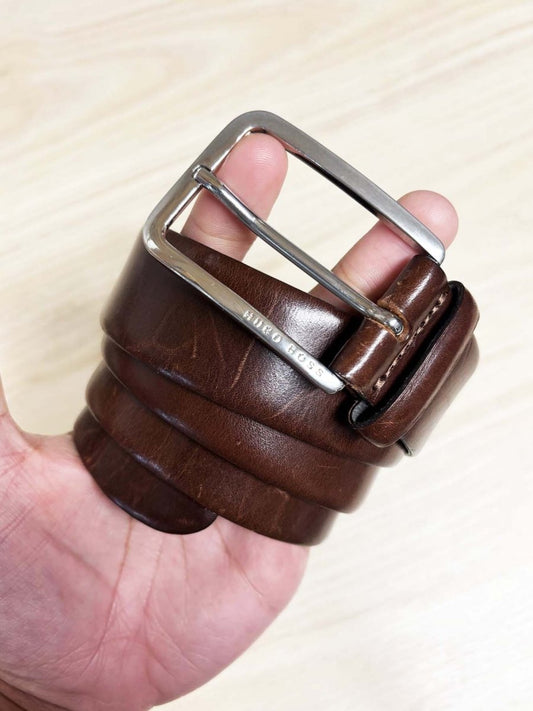 hugo boss brown leather belt - good market thrift store