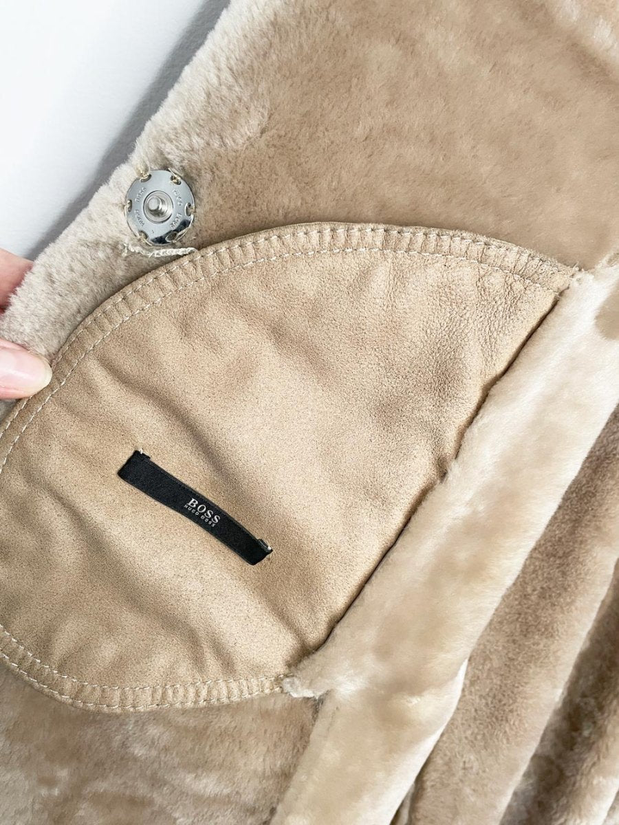hugo boss penny lane shearling jacket | made in Turkey - good market thrift store