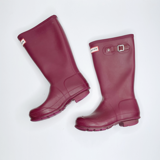 hunter plum tall rain boots - size 1 US