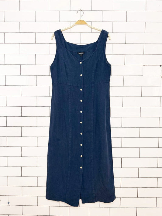 ilana kohn 100% linen full button maxi dress | made in USA - good market thrift store
