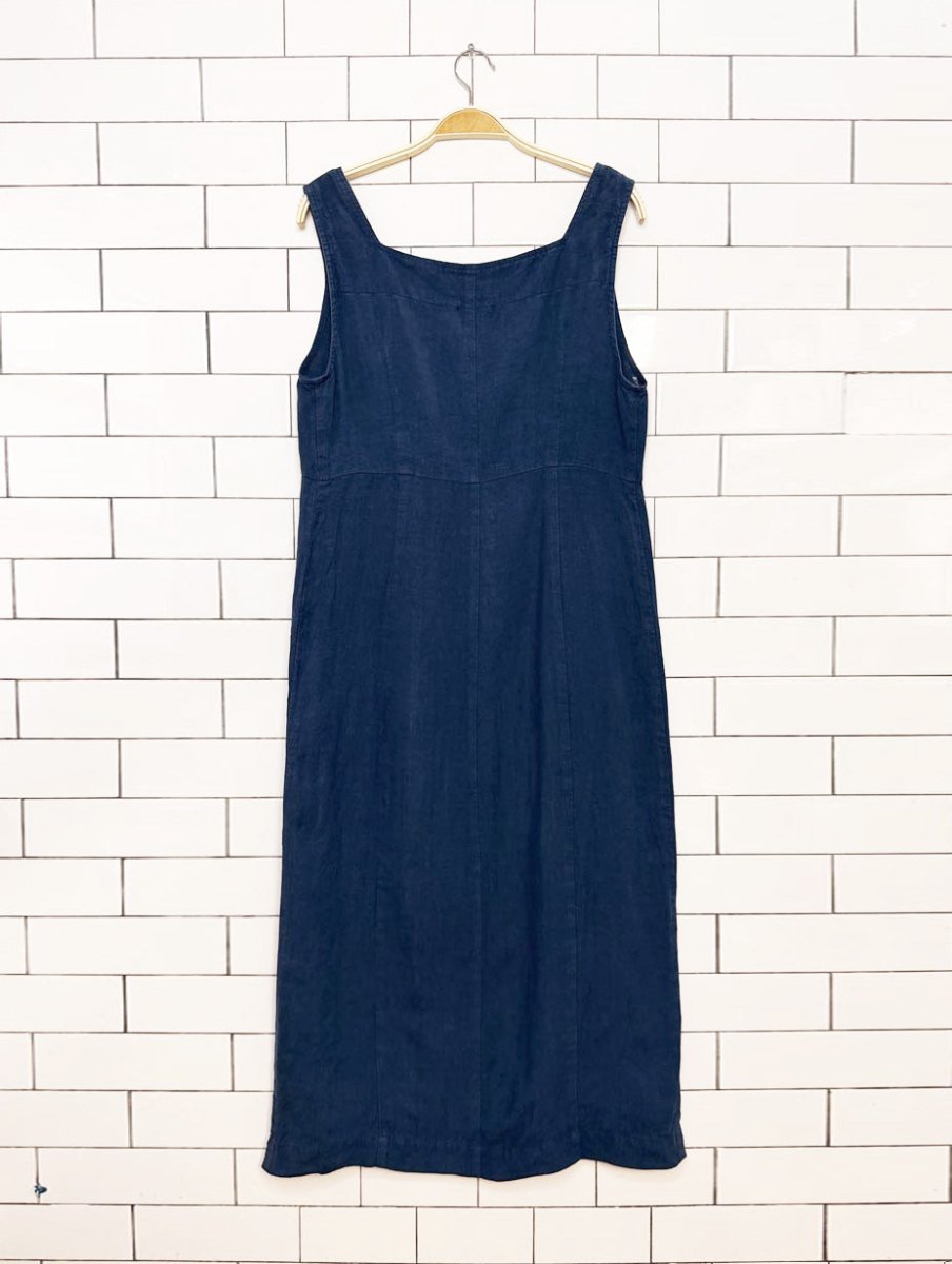 ilana kohn 100% linen full button maxi dress | made in USA - good market thrift store