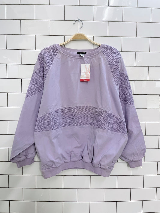 vintage 90s miss rallye crochet boxy raglan crew