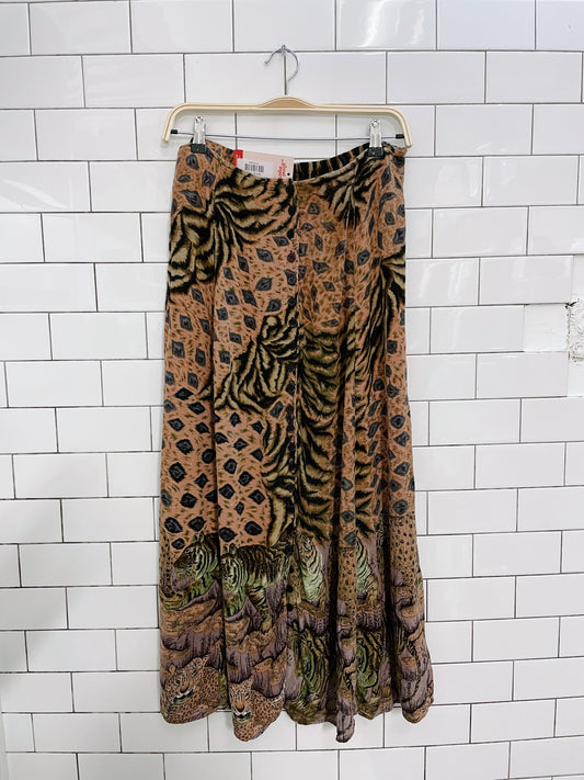 vintage revue button down jungle midi skirt