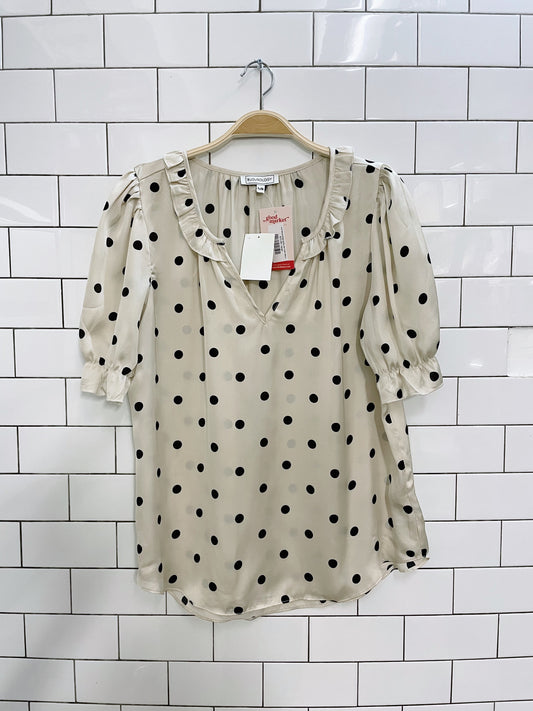 nwt blousology polka dot satin blouse