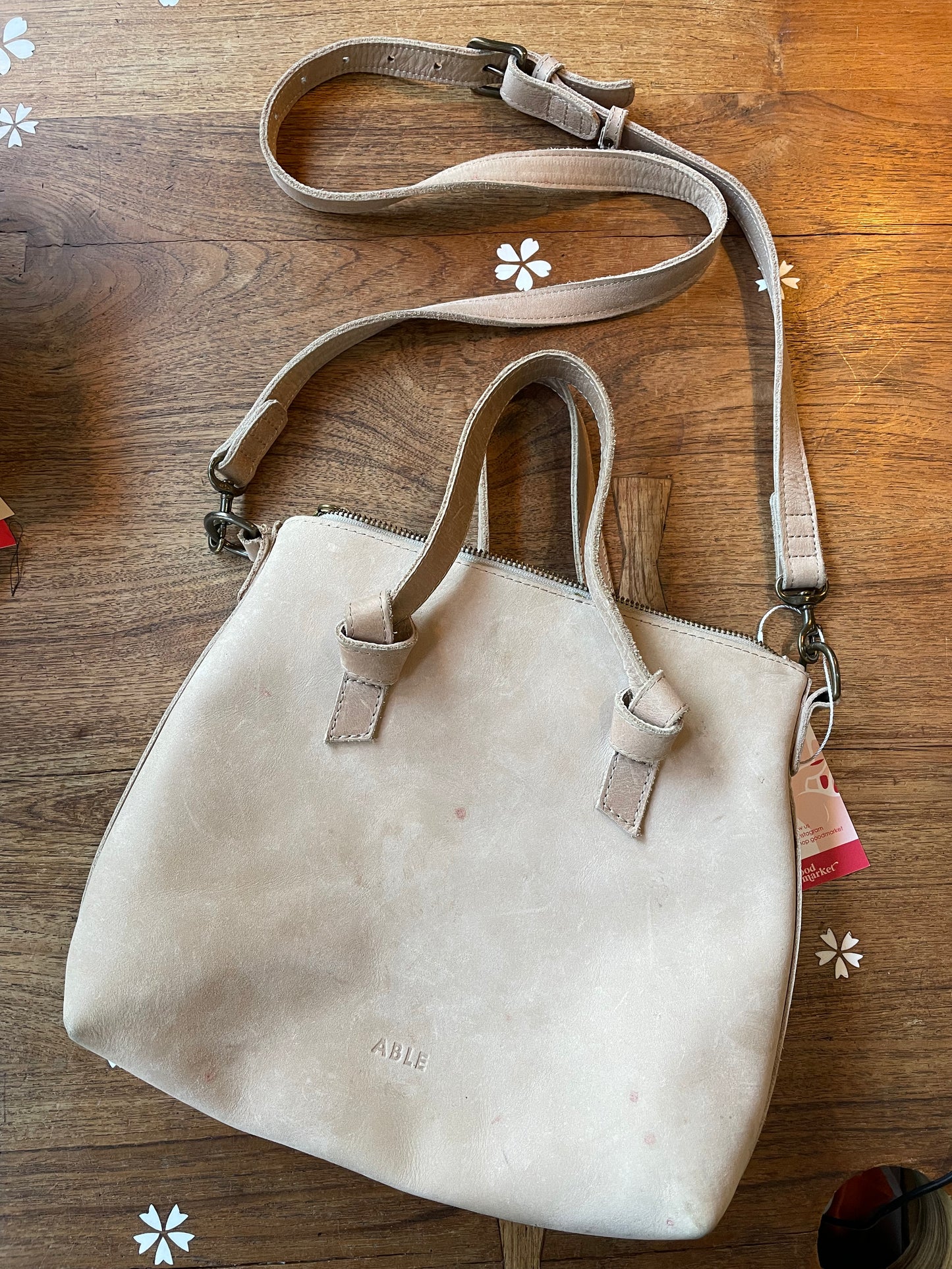 ABLE rachel raw leather crossbody