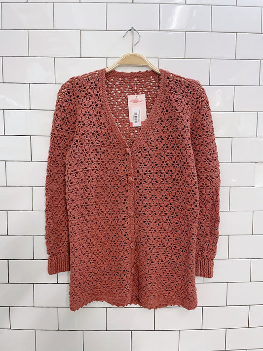 vintage mauve crochet cardi