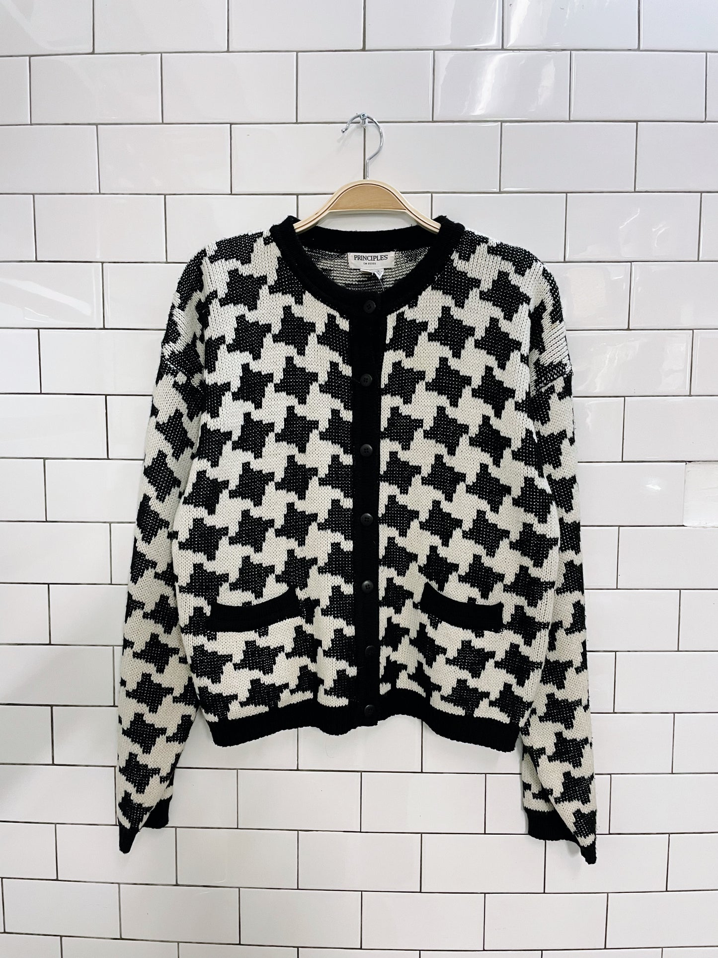 vintage principles big houndstooth knit cardi