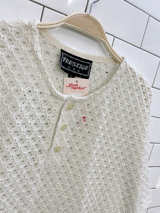vintage 90s prestige USA crochet ss top