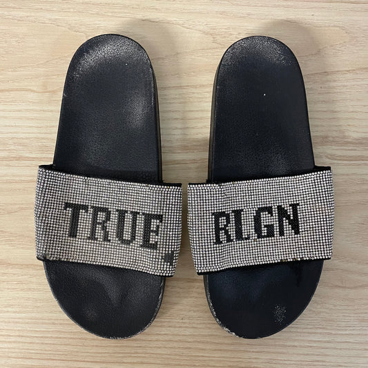 true religion rhinestone logo slides