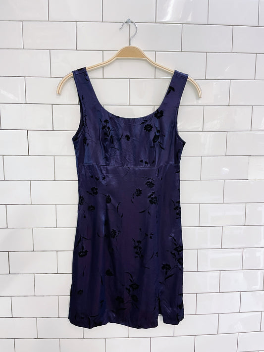 vintage 00s city triangles satin flocked mini dress