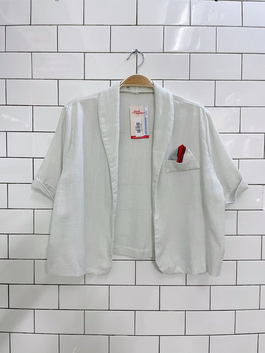vintage textured open short sleeve summer jacket