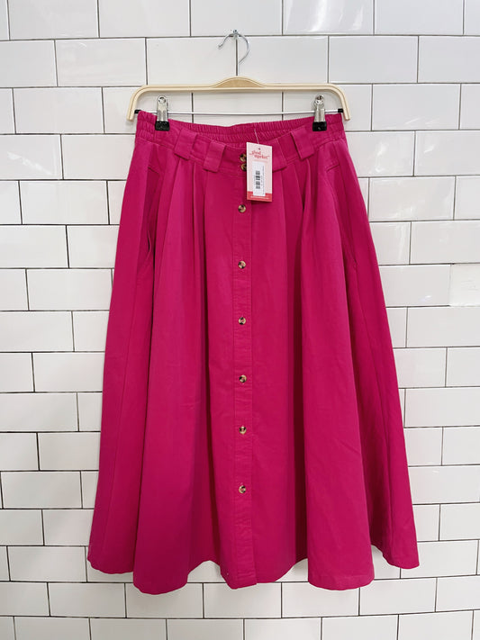 vintage eaton pink full button midi skirt