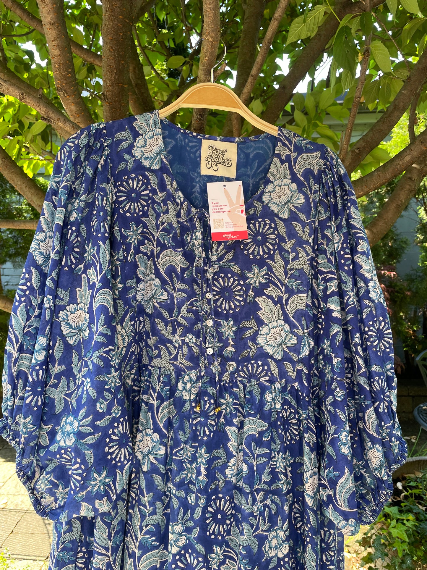 river goddess tiered floral maxi dress