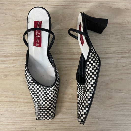 vintage 00's wanda d'aragona slingback check heels