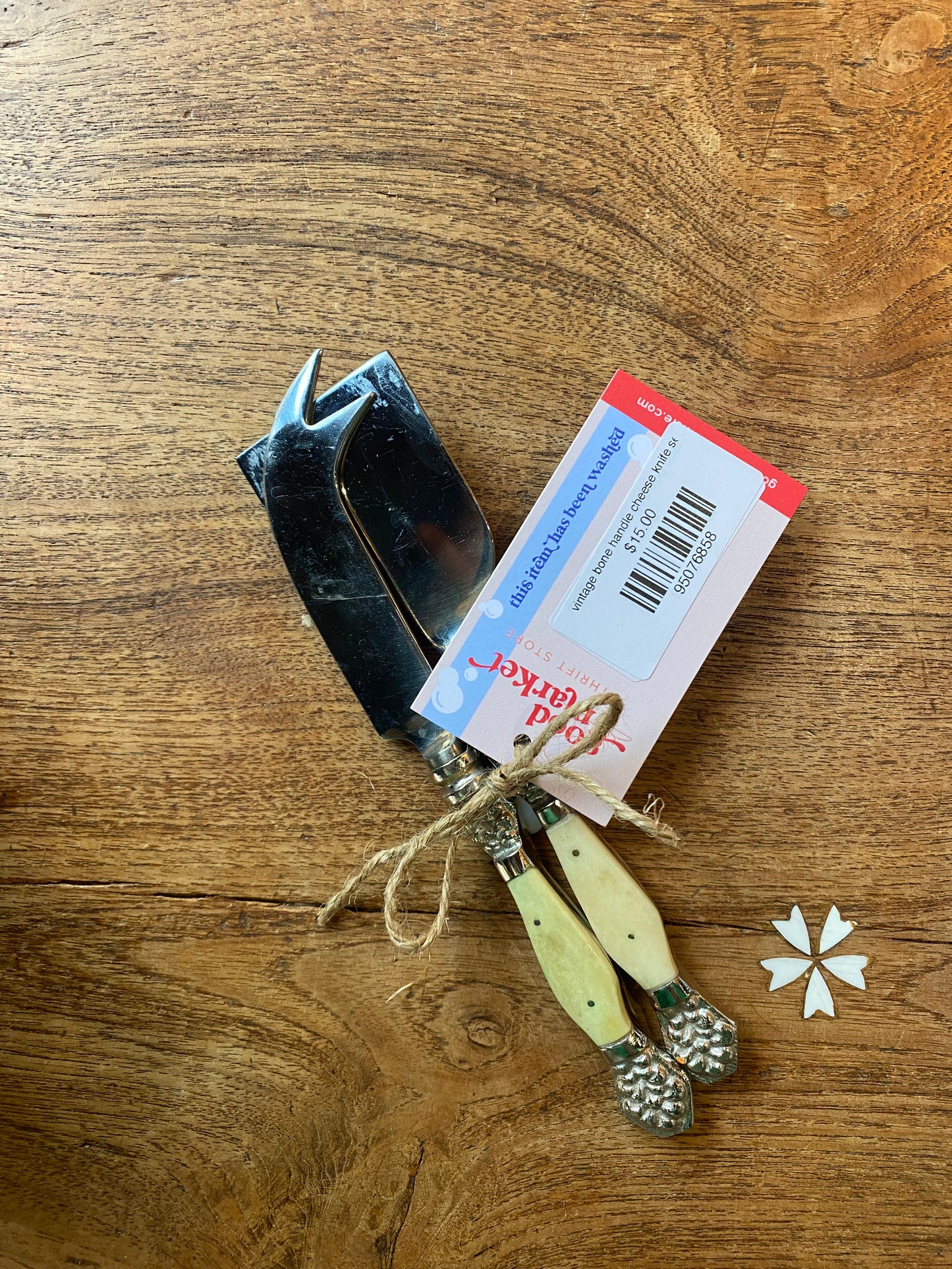 vintage bone handle cheese knife set