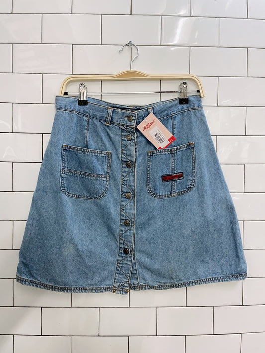 vintage 00s basic concepts button denim mini